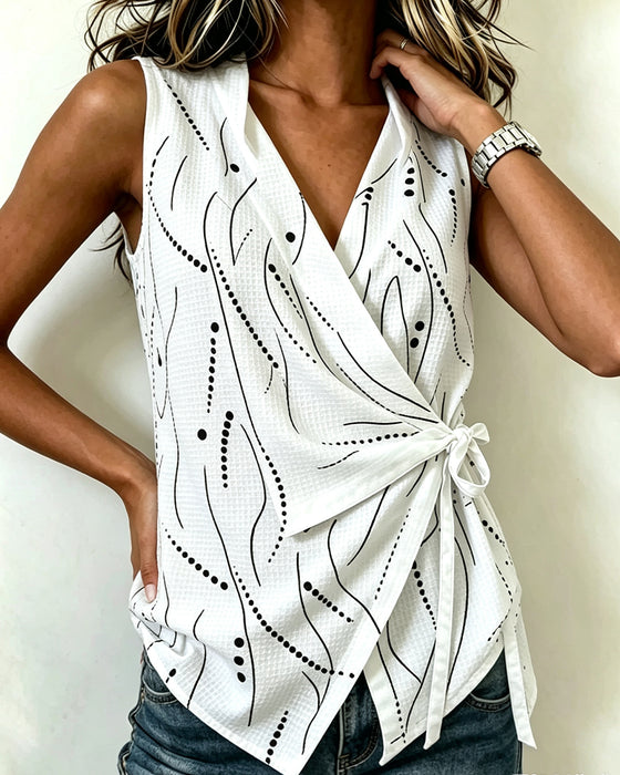 Tank Top Mouwloos Zijknoopstrik Print