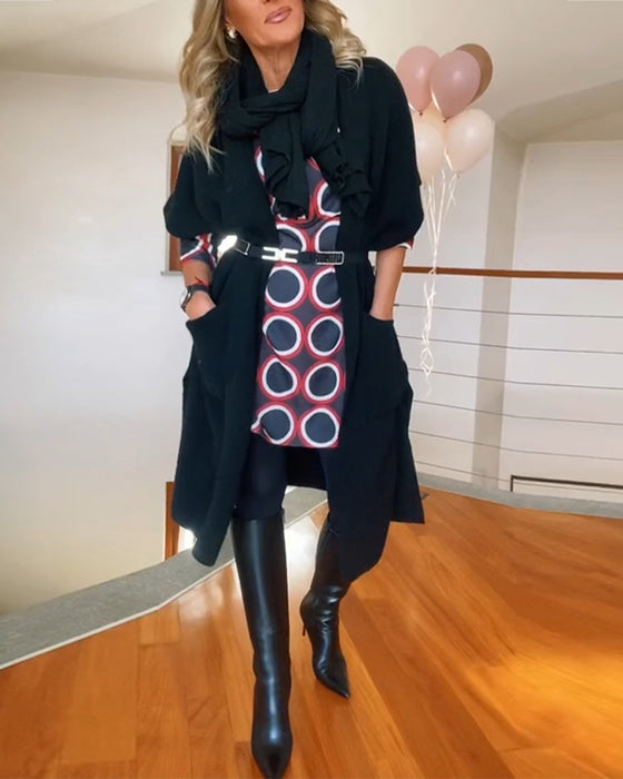 Casual effen kleur vest met halve mouw en zak