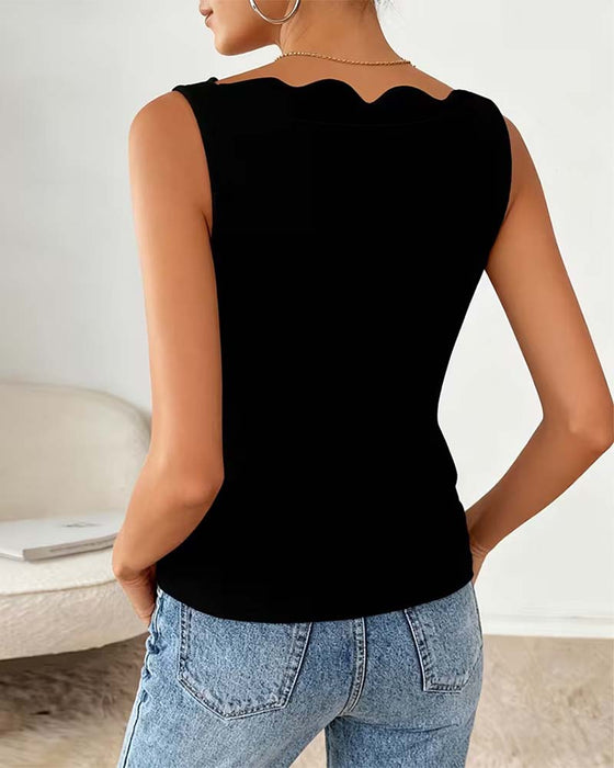 Tanktop Golvende Hals Getailleerd