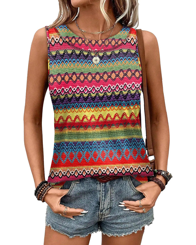 Tank Top Bohemian Print Mouwloos