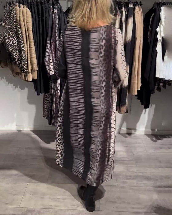 Jurk casual v-hals luipaardprint