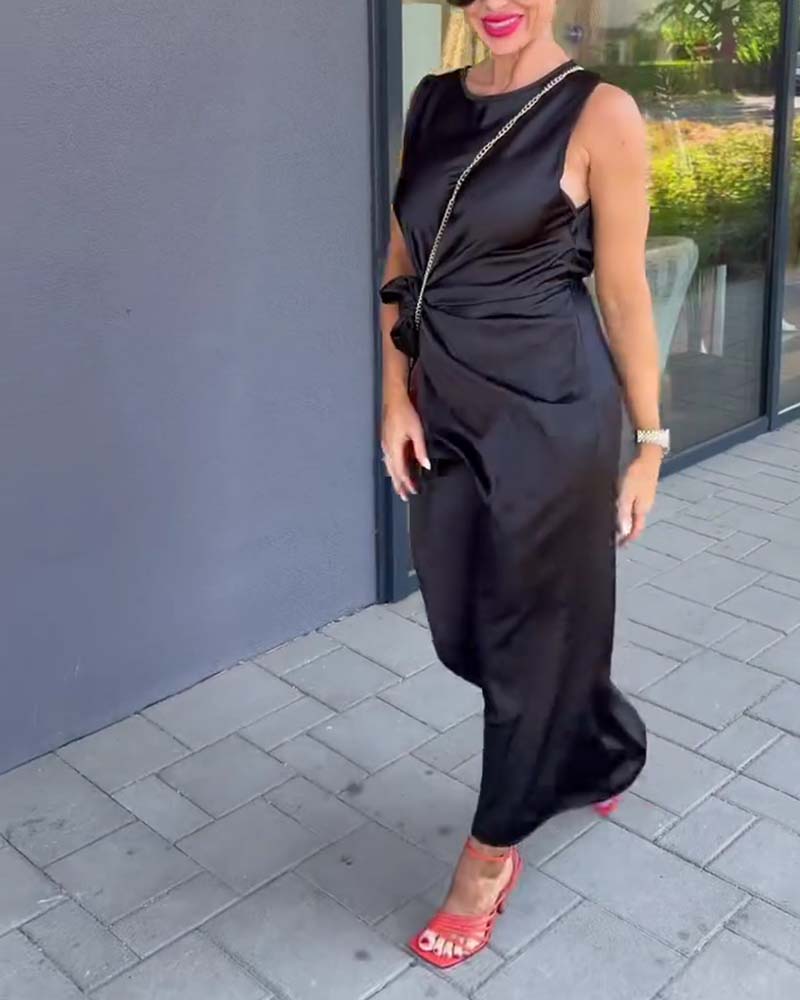 Jurk Mouwloos Getailleerde Taille Effen