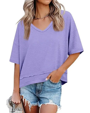 Effen Kleur T-Shirt V-Hals