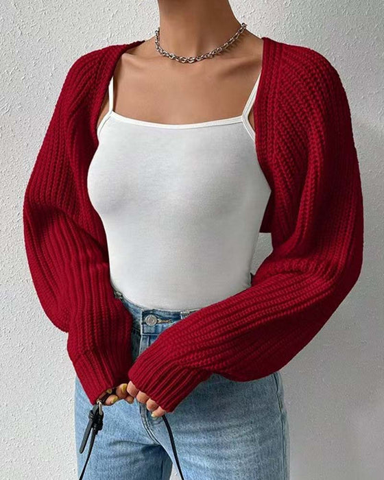 Cardigan Effen Kleur Lange Mouw Kort