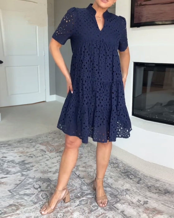 Jurk Staande Kraag Uitsnijding A-Lijn