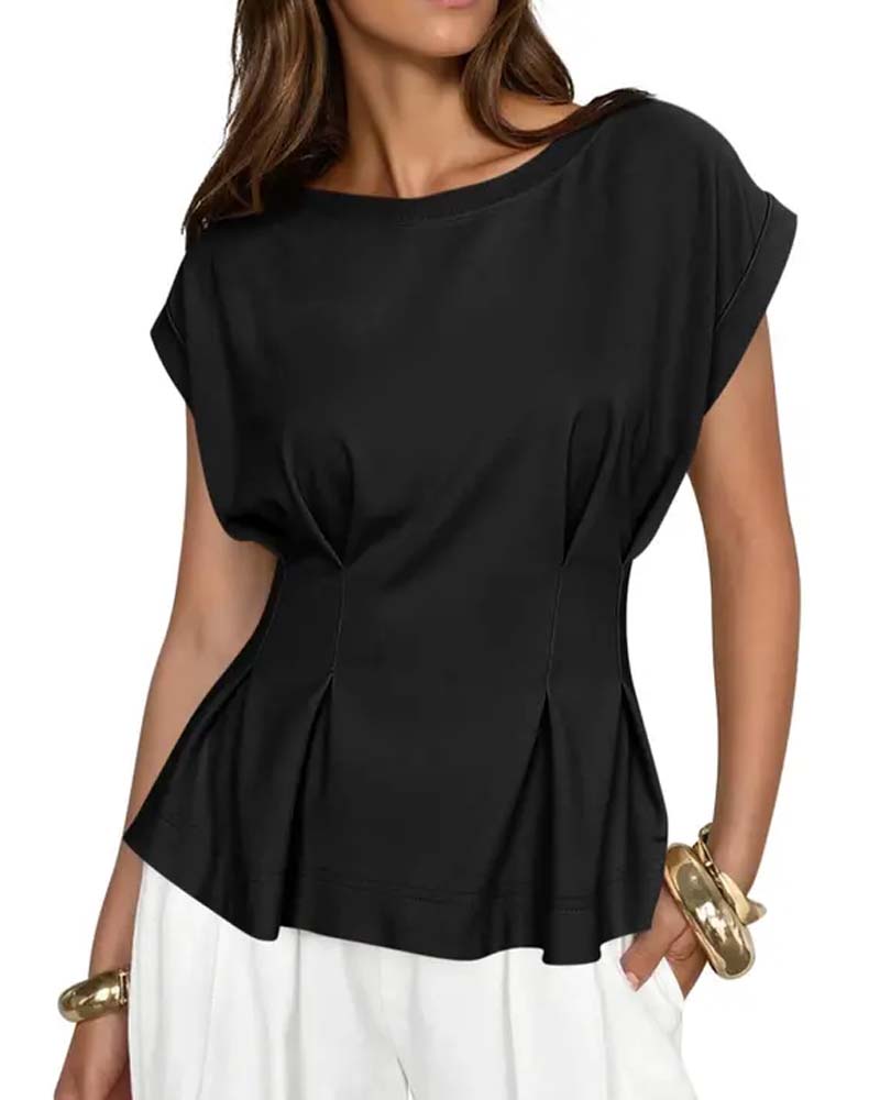 T-Shirt Cap Mouw Gerimpelde Taille