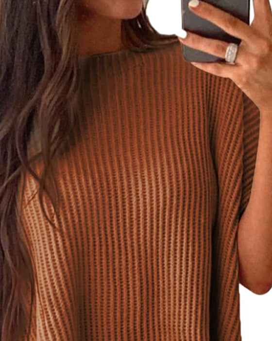 Pullover Effen Ronde Hals Vleermuismouw