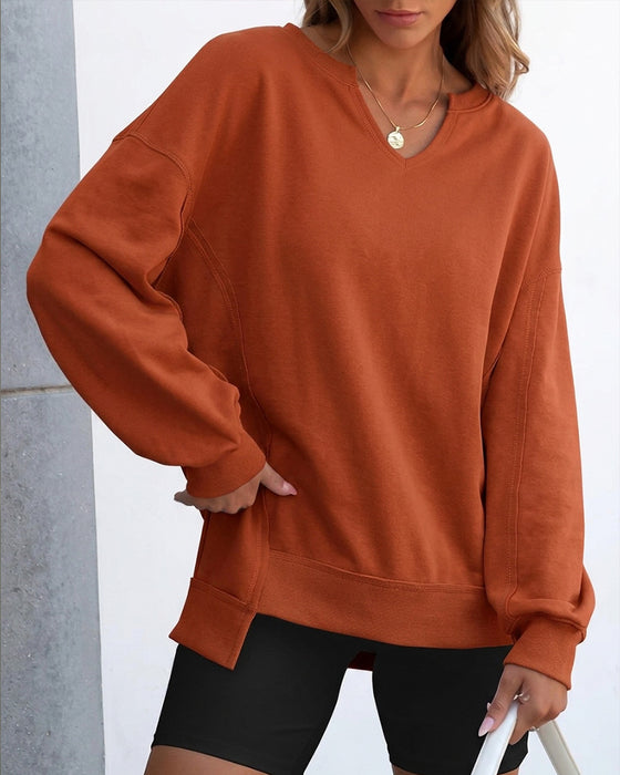 Sweater Kleine V-Hals Ruim Casual Lange Mouwen
