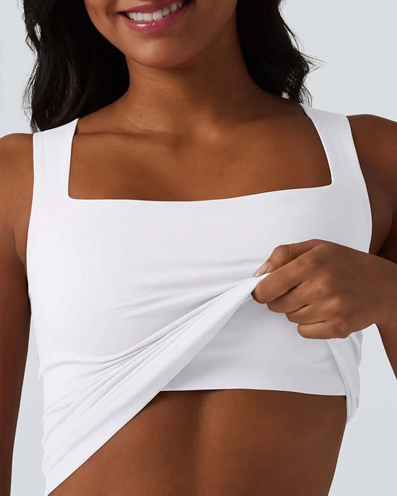 Tank Top Effen Kleur Vierkante Hals Ingebouwde Bh