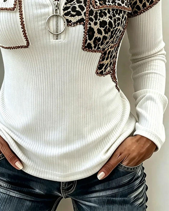 Top Met Capuchon Rits Luipaard
