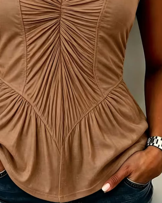 Tanktop V-Hals Gerimpeld Patchwork