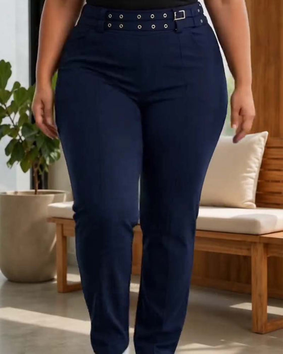 Broek Stijlvol Hoge Taille Slim Fit Lang