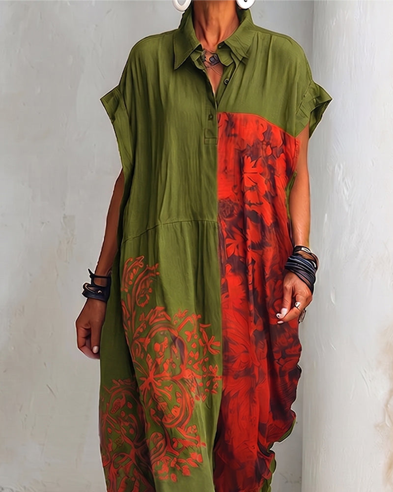 Jurk Reverse Print Los Overhemd