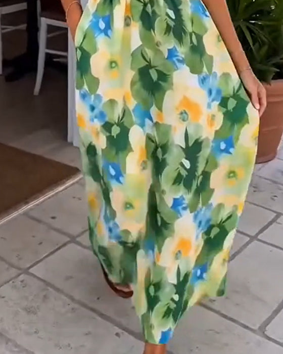 Jurk Bloemen Strapless Taille A-Lijn