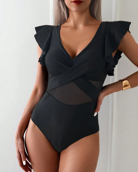 Badpak Ruffles Mesh Een-Delig