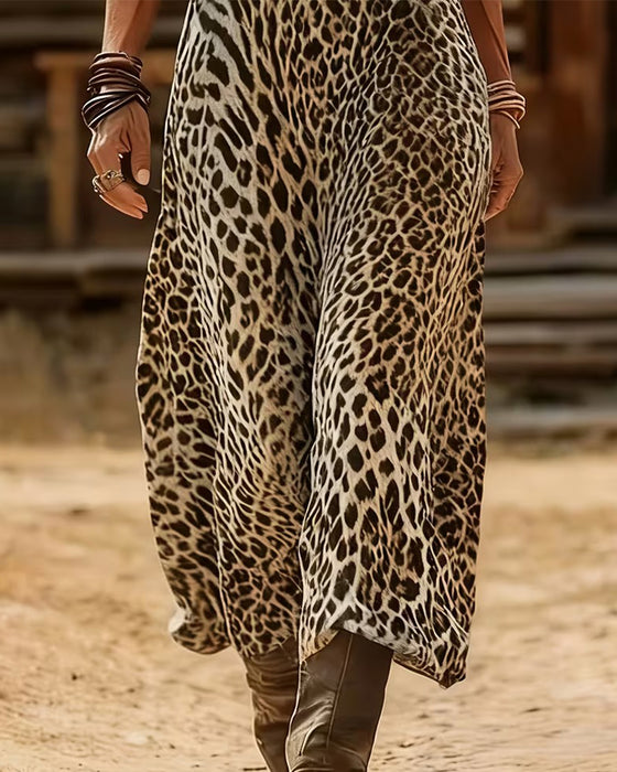 Jurk Luipaard V-Hals Mode Maxi