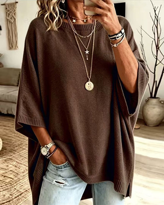 Pullover Losse Ronde Hals Effen