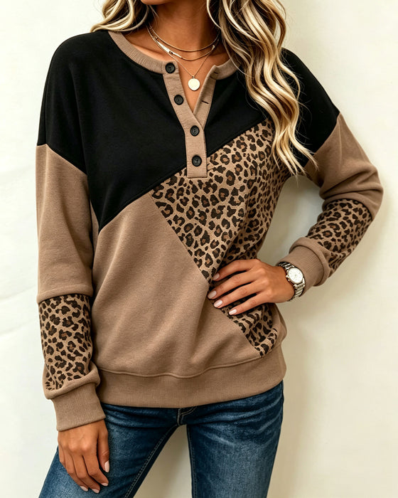 Sweatshirt Contrast Geknoopt Luipaardprint