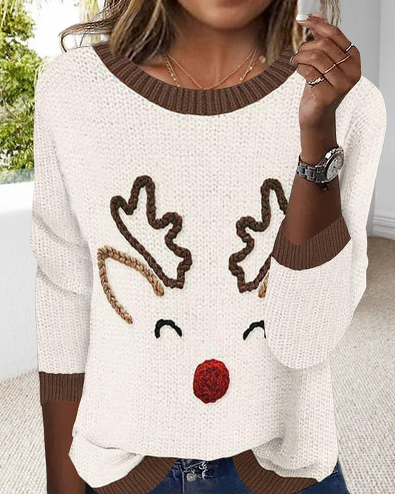 Trui casual ronde hals kerstpatroon