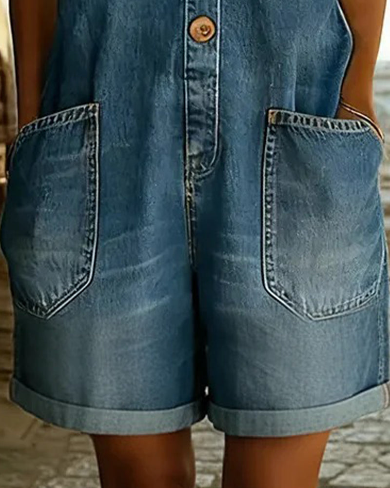 Jumpsuits Met Casual Denimshorts