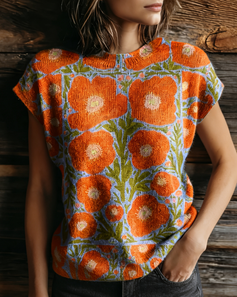 Pullover Geprint Ronde Hals Korte Mouw