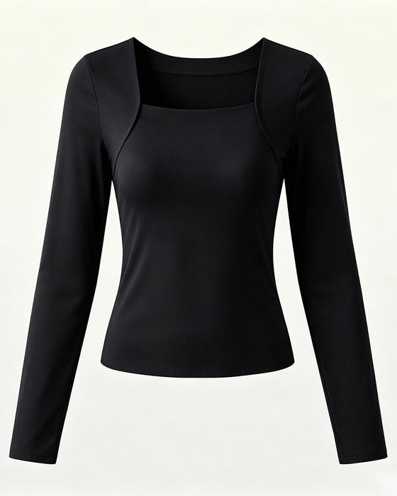 🔥 U-Hals Shapewear Ingebouwde BH Lange Mouw Tank