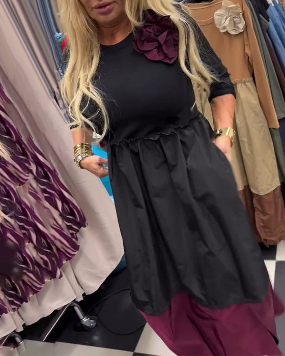 Elegante jurk met contrasterende splitten