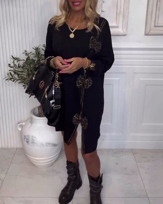 Modieuze Effen Jurk Met Strikdesign