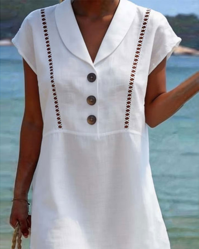 Jurk Peter Pan Kraag Knoop Hol