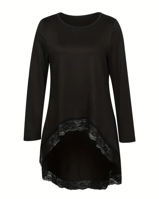 Onregelmatige Lange Mouwen Top Met Mesh-Patchwork