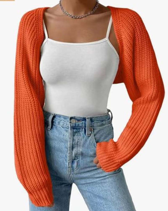 Cardigan Effen Kleur Lange Mouw Kort