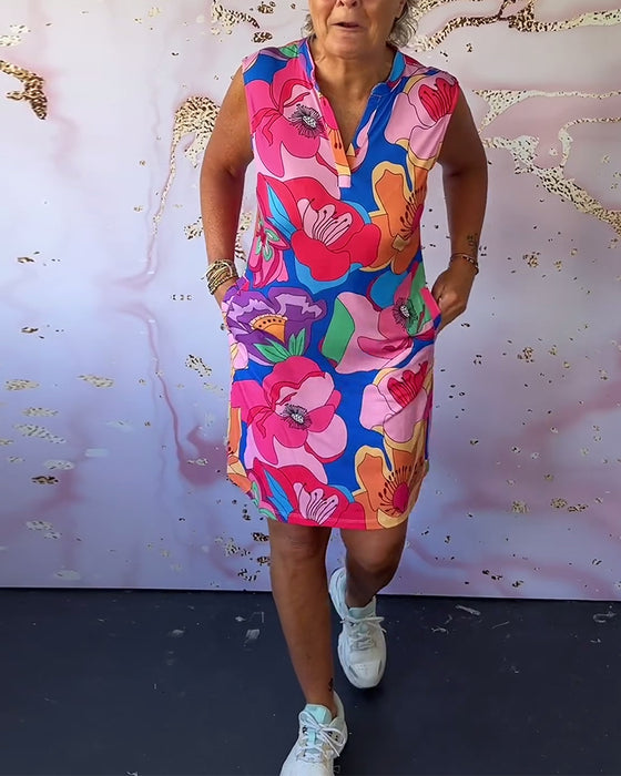 Mouwloze jurk met bloemenprint