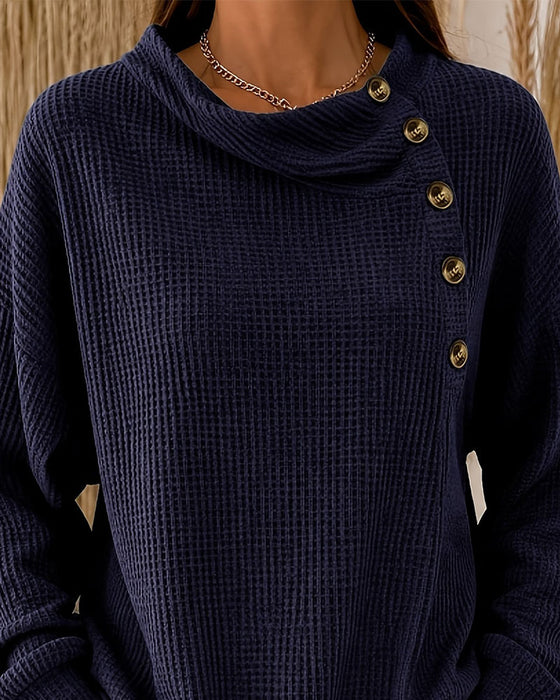 Top Stijlvol Asymmetrisch Knoop Lange Mouw