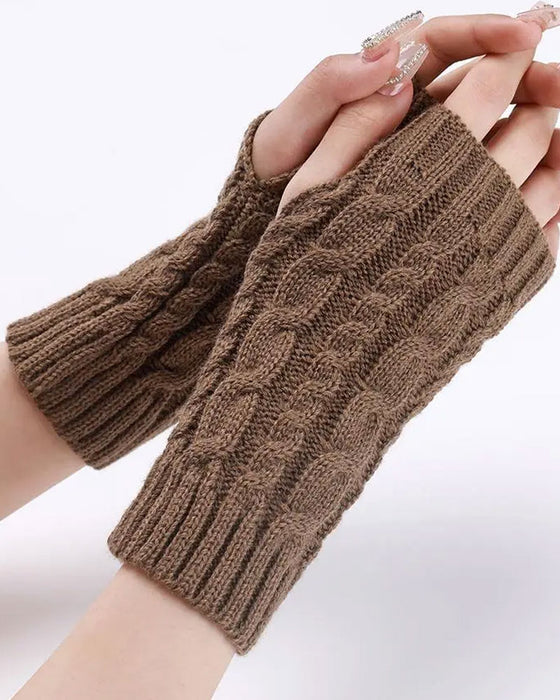 Kabelgebreide Vingerloze Handschoenen