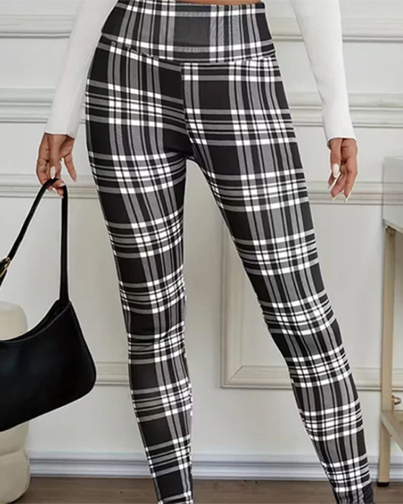 Leggings Geruit Print Thermo