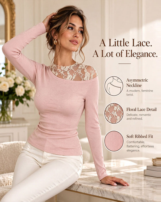 Top Lange Mouw Patchwork Effen