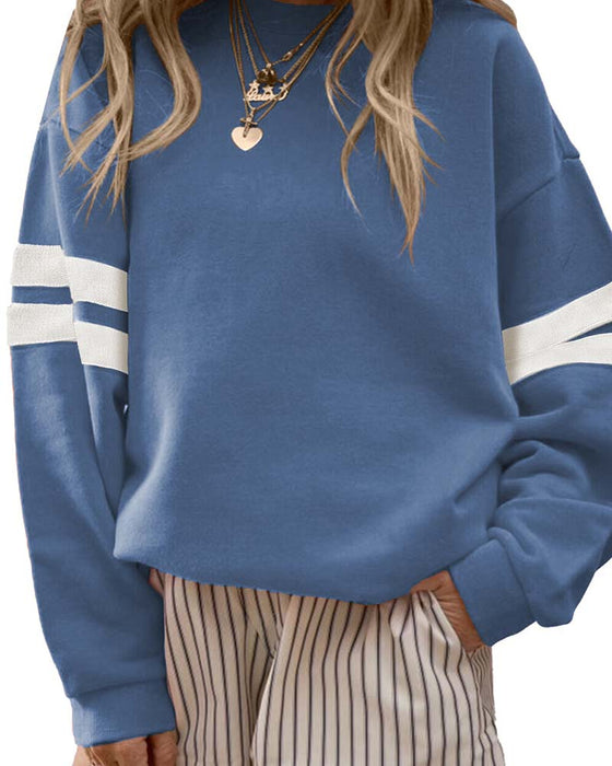 Color-Block Lange Mouw Ronde Hals Sweatshirt