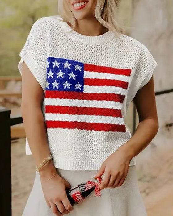 Pullover Vlagpatroon Crewneck