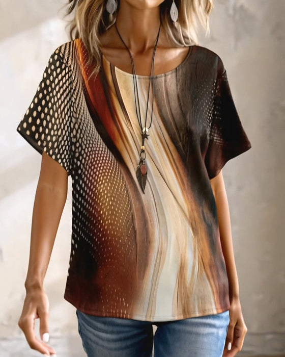 T-Shirt Casual Print Korte Mouwen