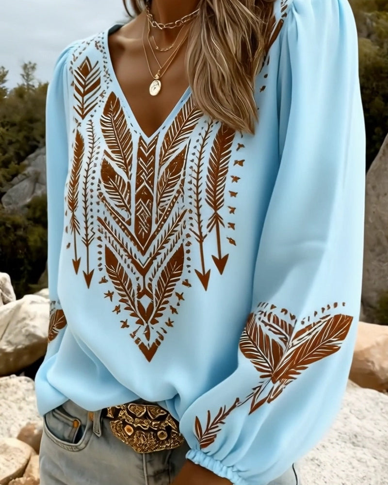 Blouse Poofmouw V-Hals Wijdvallend