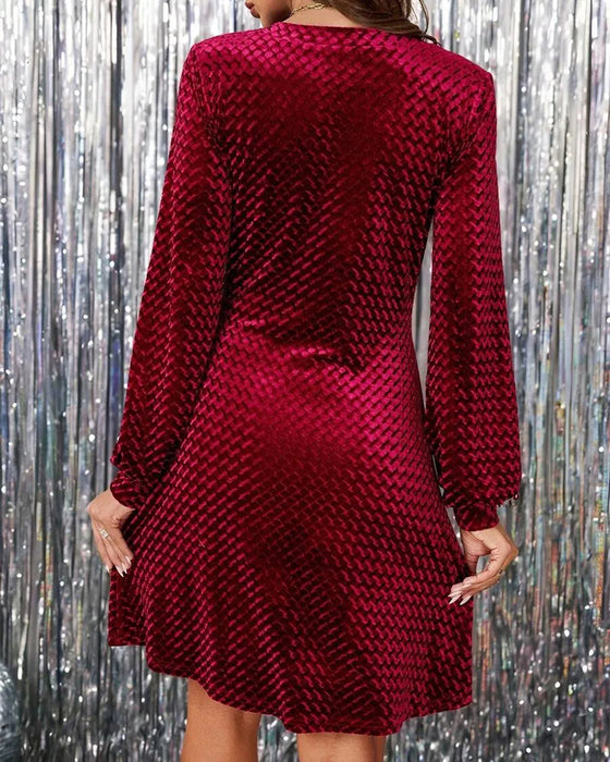 Jurk Elegant V-hals Lantaarnmouw