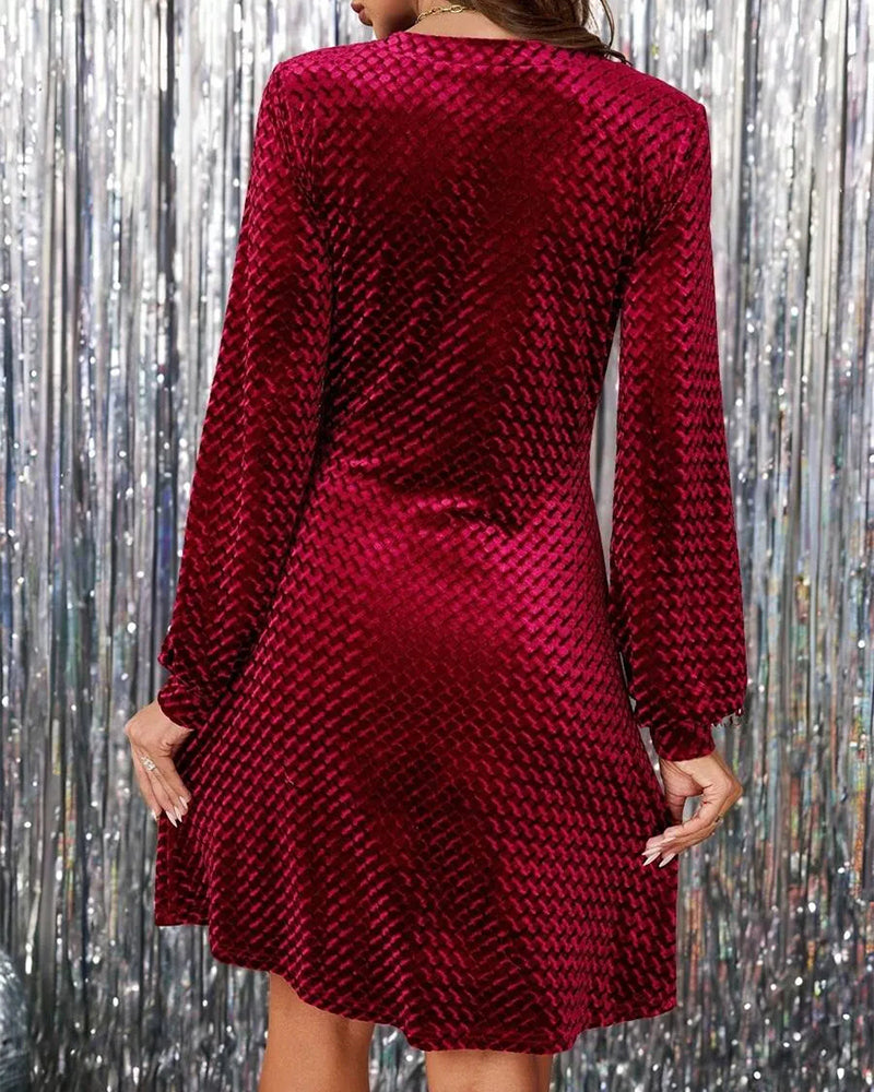 Jurk Elegant V-hals Lantaarnmouw