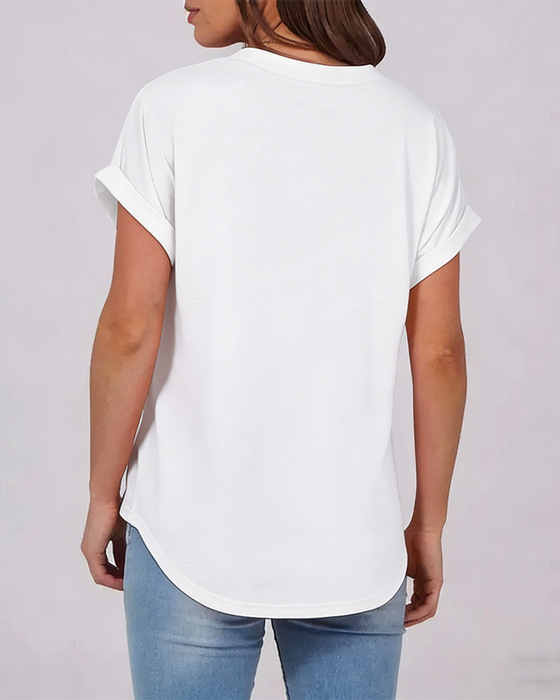 T-Shirt Effen V-Hals Korte Mouw