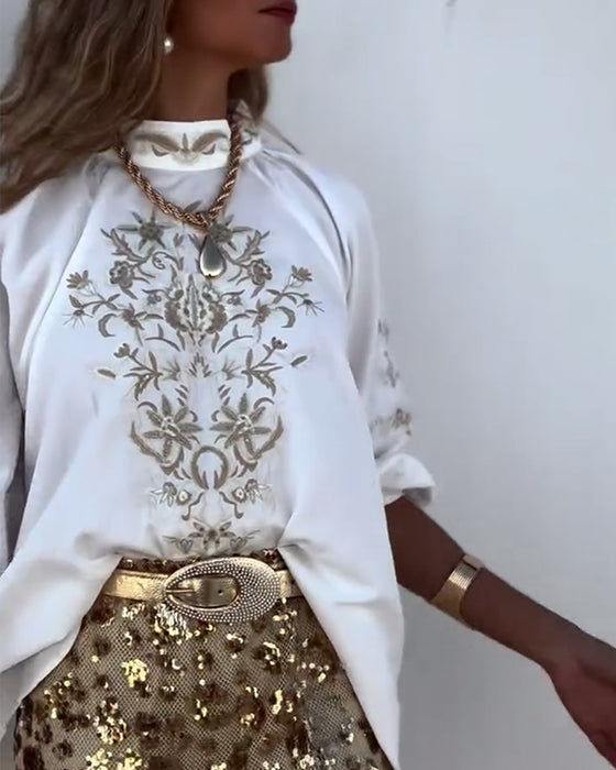 Blouse Trui Gedrukt Ballonmouwen
