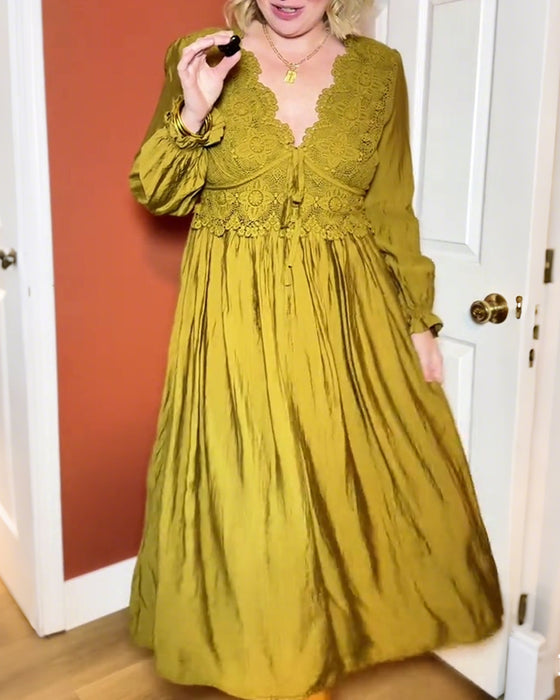 Elegante jurk met v-hals en kant