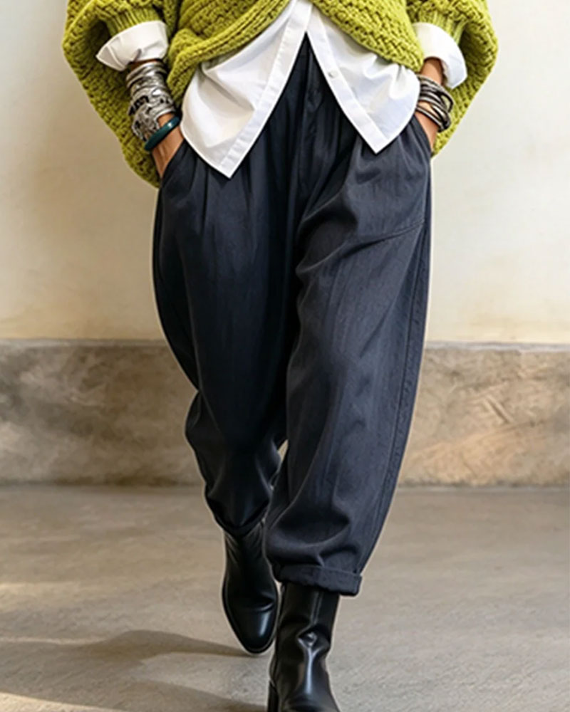 Broek Rechte Pijpen Hoge Taille