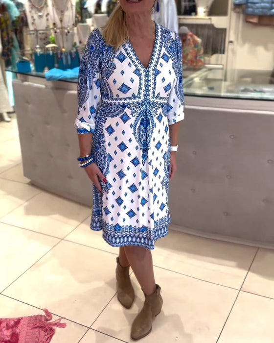 Elegante midi-jurk met V-hals