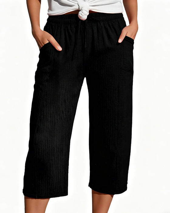 Broek Effen Kleur Koord Brede Pijp Geknipt