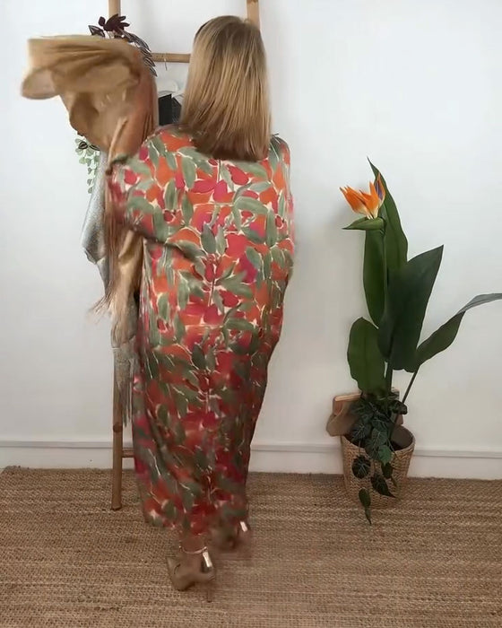 Jurk Met V-Hals En Gedraaid Printontwerp