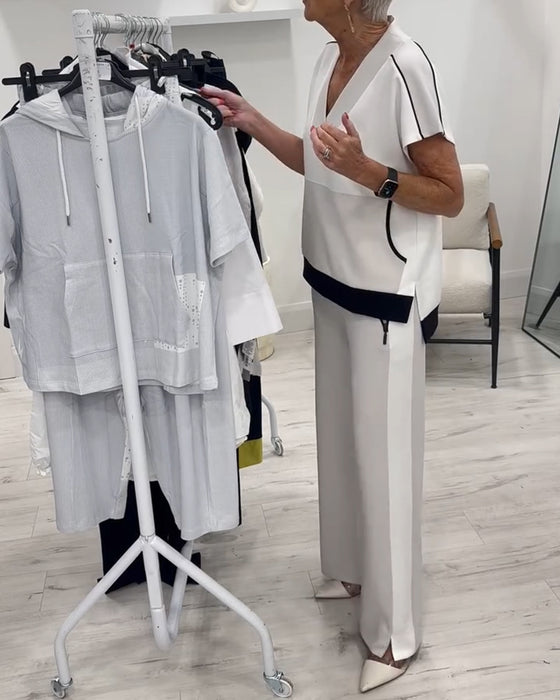 Pak V-Hals Kleurcombinatie Split Casual